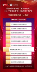 喜訊 | 威勝集團榮獲2024中國電力電氣“智能計量周轉柜十大品牌”榮譽